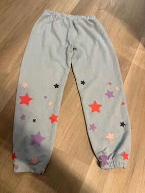 Chaser Light Gray Fleece Joggers with Colorful Star Appliqués